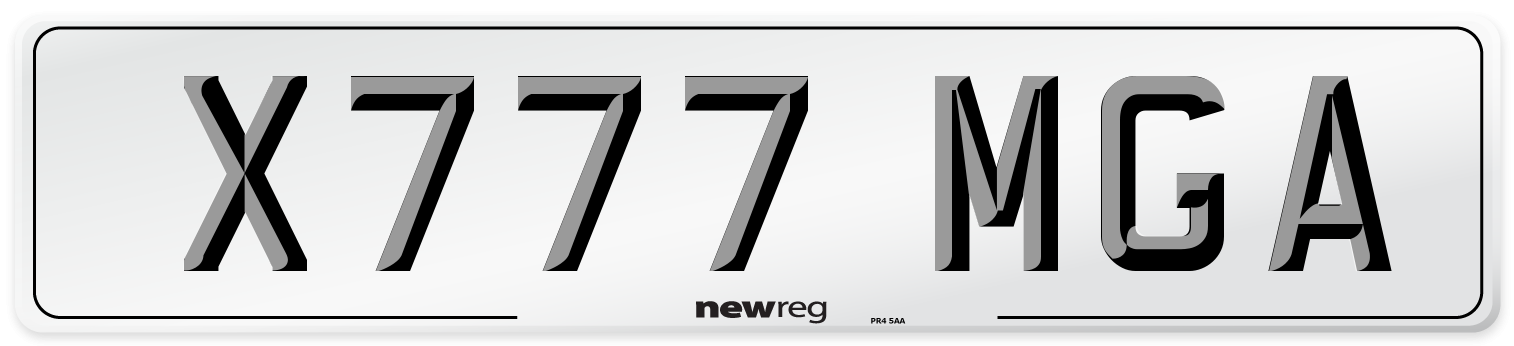 X777 MGA Number Plate from New Reg
